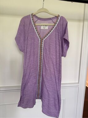 Pitusa Lavender Embroidered V-Neck Tunic